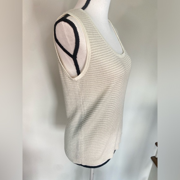 Brooks Brothers Shell Tank Sweater Womens Large Ivory Gray Metallic Linen Blend - Picture 4 of 14